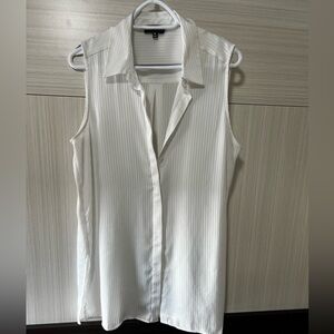 Modern Works Ivory Sleeveless Striped Blouse - XL